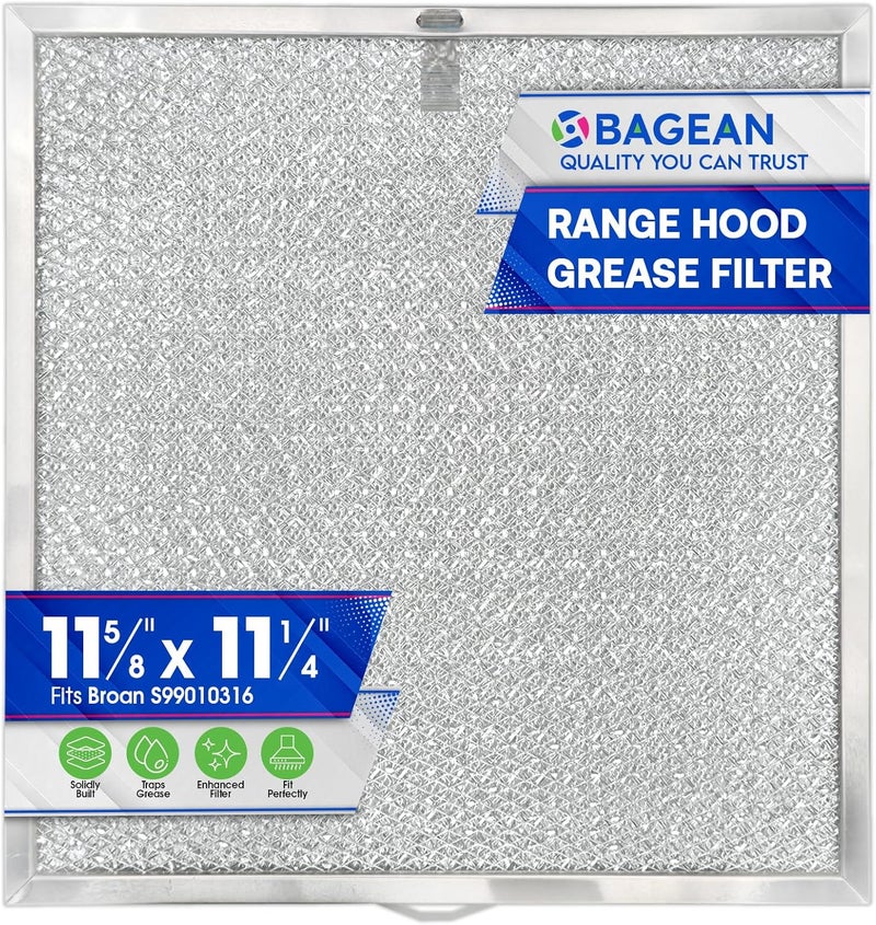 Bagean Stove Hood Vent Filter 11.60” x 11.22” BPQTAF S99010316 Compatible with Broan Range Hood Filter Replacement - Aluminum Mesh Kitchen Overhead Fan Screen - Blocks Grease & Filters Oven Air (1-Pk) - Image 1